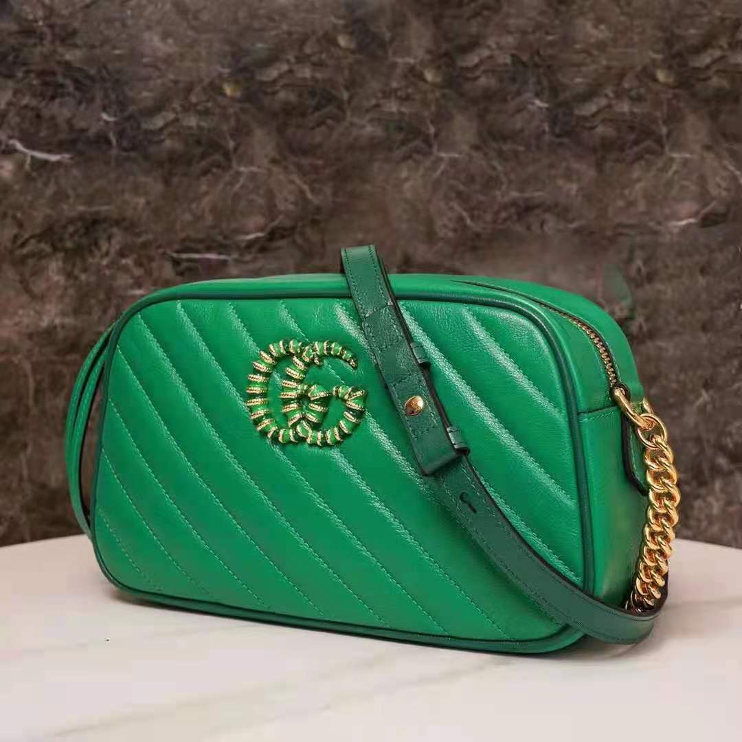 G*u*i gg women gg marmont small shoulder bag bright green diagonal matelassé