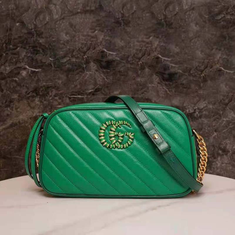 G*u*i gg women gg marmont small shoulder bag bright green diagonal matelassé