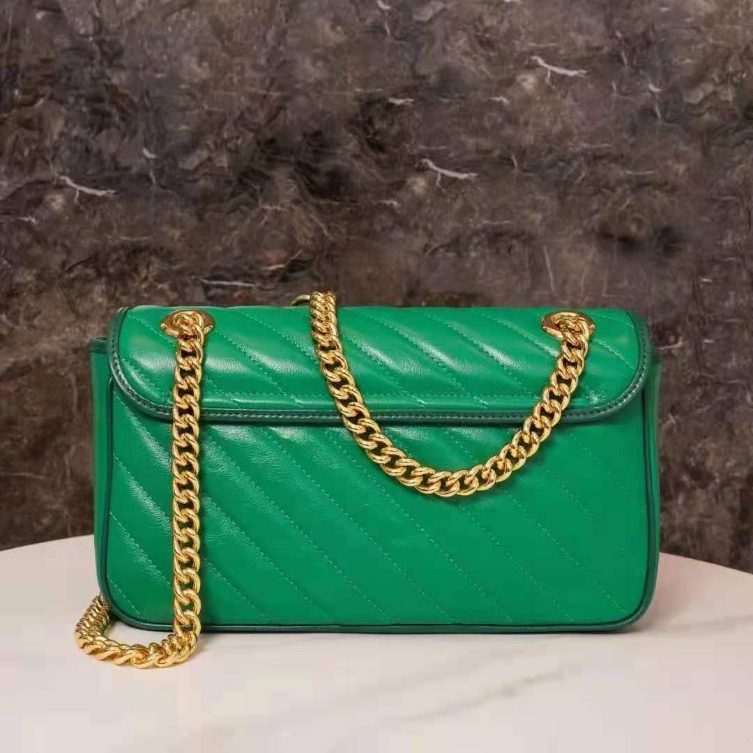 G*u*i gg women gg marmont small shoulder bag bright green diagonal matelassé leather
