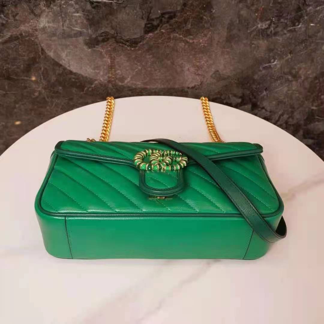 G*u*i gg women gg marmont small shoulder bag bright green diagonal matelassé leather