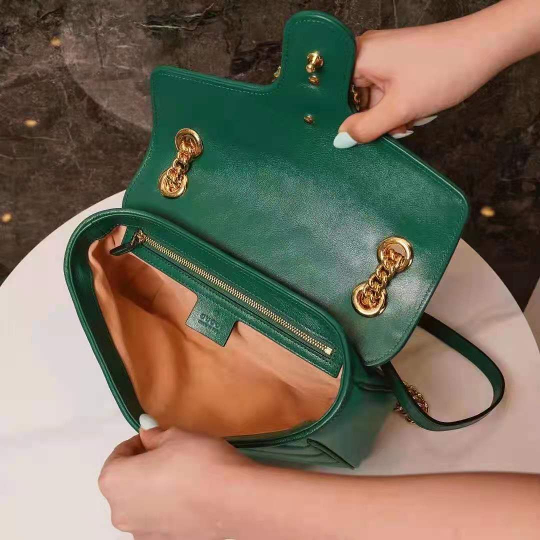 G*u*i gg women gg marmont small shoulder bag bright green diagonal matelassé leather
