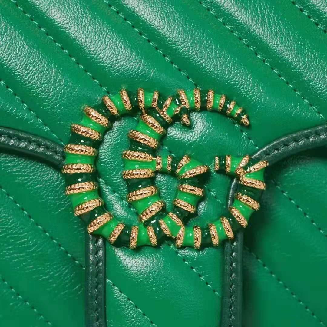 G*u*i gg women gg marmont small shoulder bag bright green diagonal matelassé leather