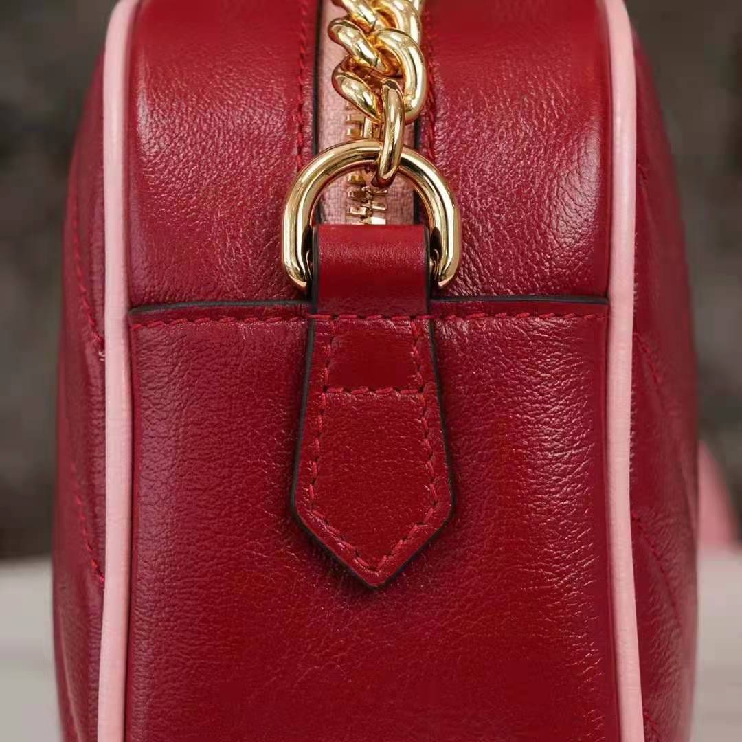 G*u*i gg women gg marmont small shoulder bag dark red diagonal matelassé leather