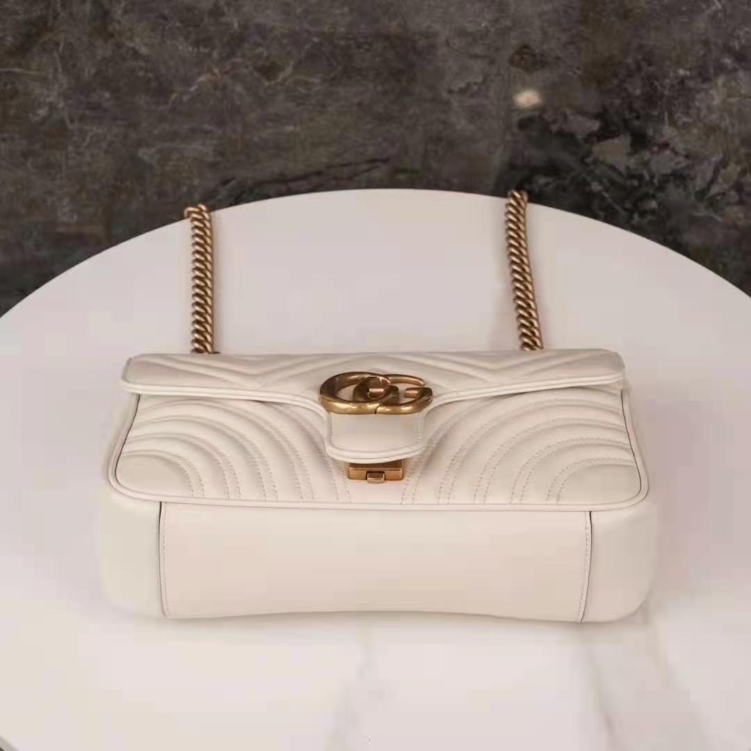 G*u*i gg women gg marmont small white matelassé shoulder bag double g