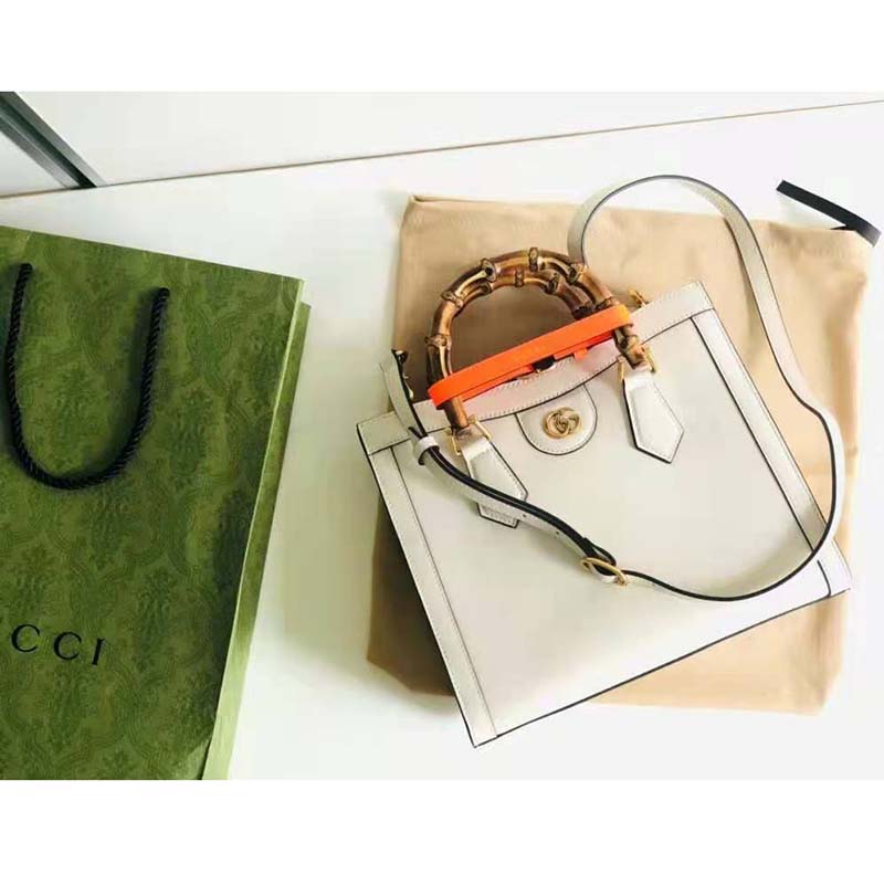 G*u*i gg women G*u*i diana small tote bag double g white leather