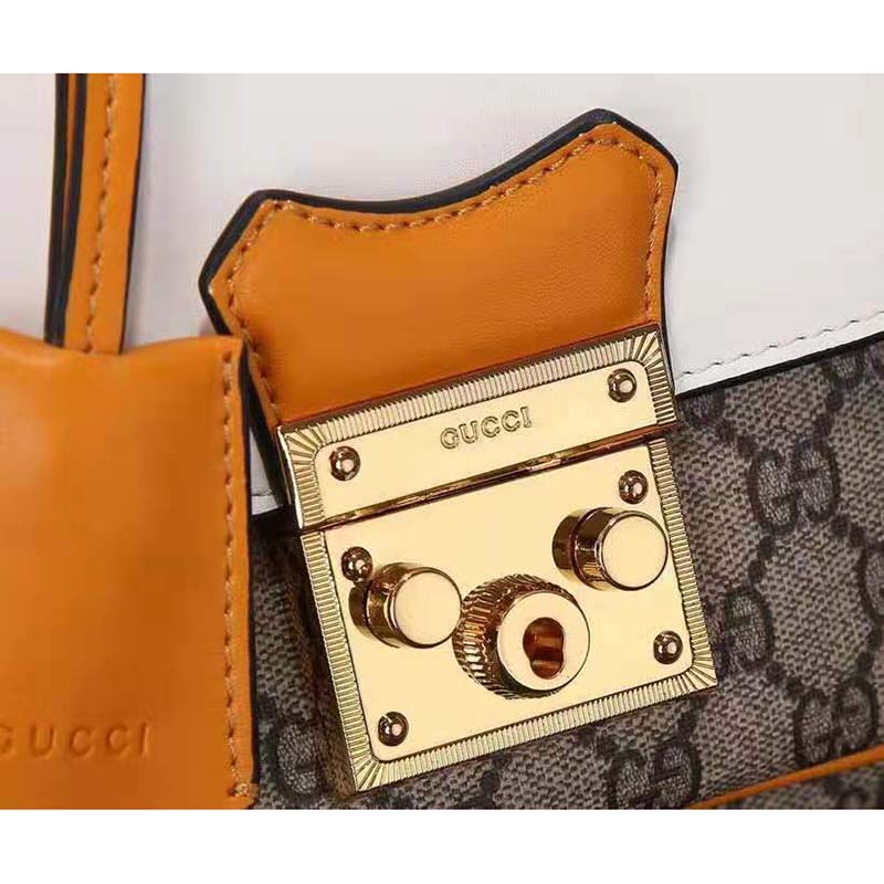 G*u*i gg women padlock mini bag gg supreme canvas with white leather