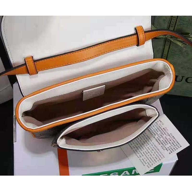 G*u*i gg women padlock mini bag gg supreme canvas with white leather
