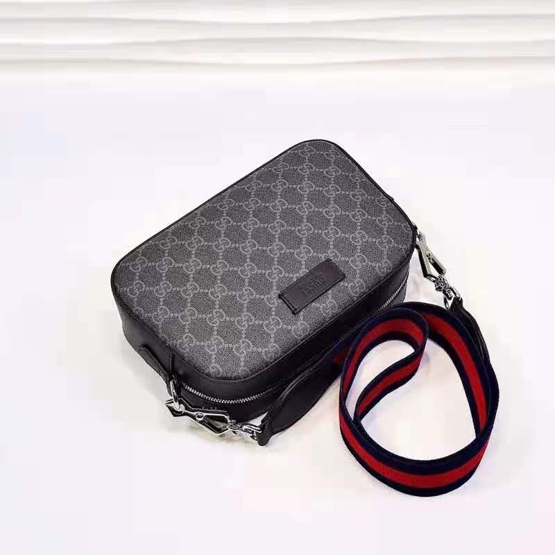 G*u*i unisex gg black shoulder bag black grey gg supreme canvas