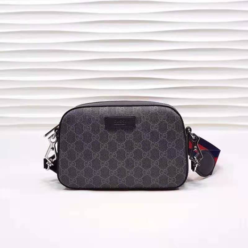 G*u*i unisex gg black shoulder bag black grey gg supreme canvas