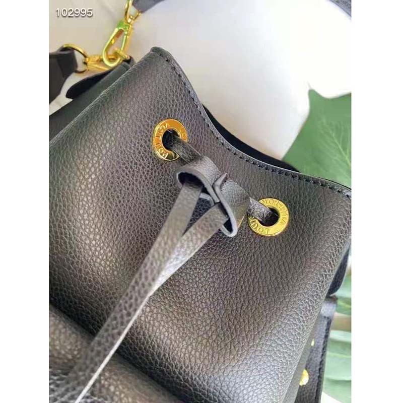 Louis Vuitton Unisex Lockme Bucket Bag Black Grained Calf Leather