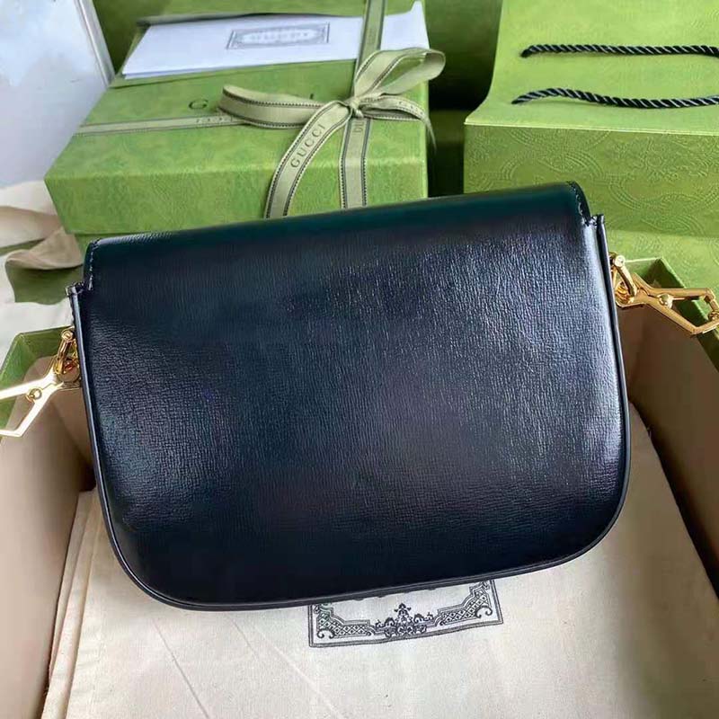 G*u*i gg unisex G*u*i horsebit 1955 mini bag black leather green and red web