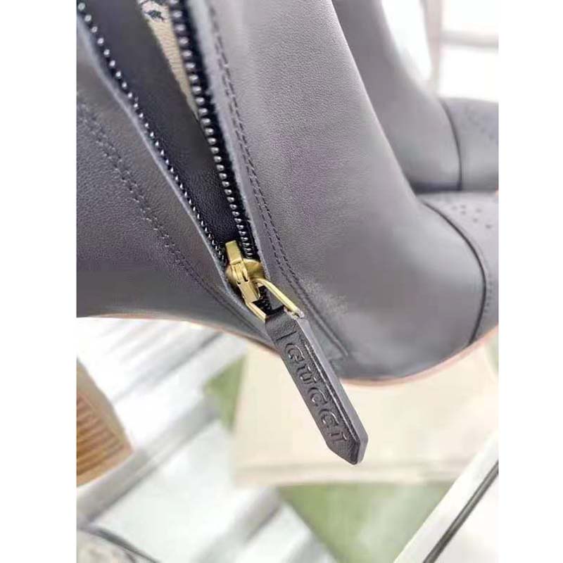 G*u*i gg women ankle boot with interlocking g black leather 9 cm heel