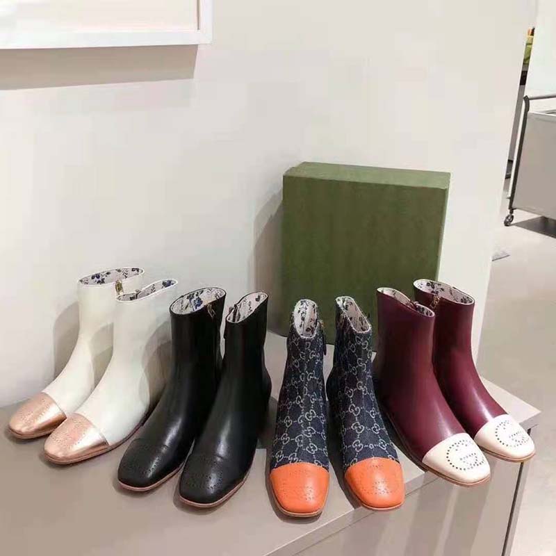 G*u*i gg women ankle boot with interlocking g black leather 9 cm heel