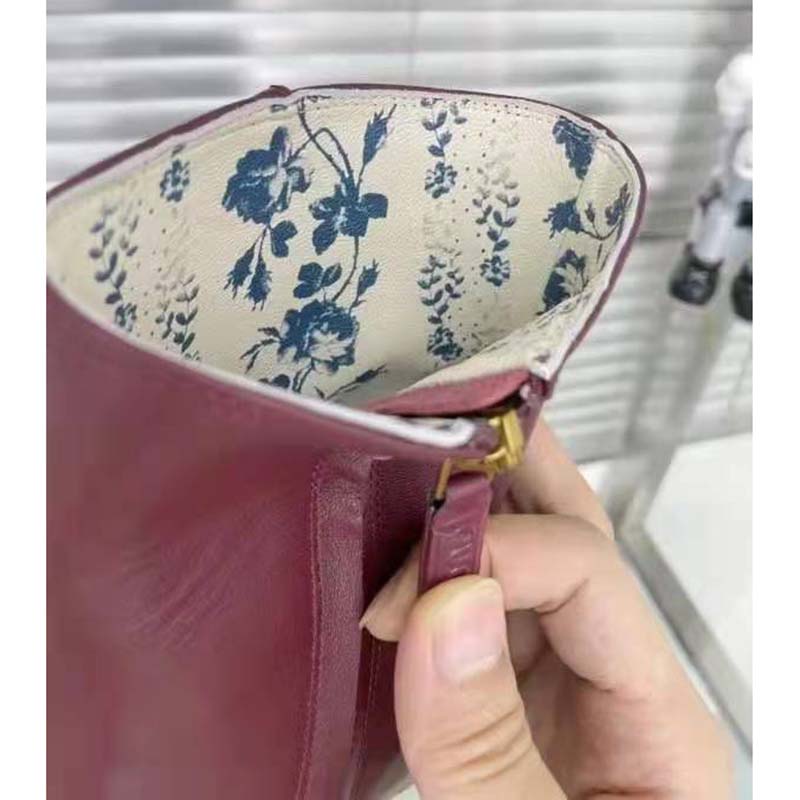 G*u*i gg women ankle boot with interlocking g maroon leather 9 cm heel