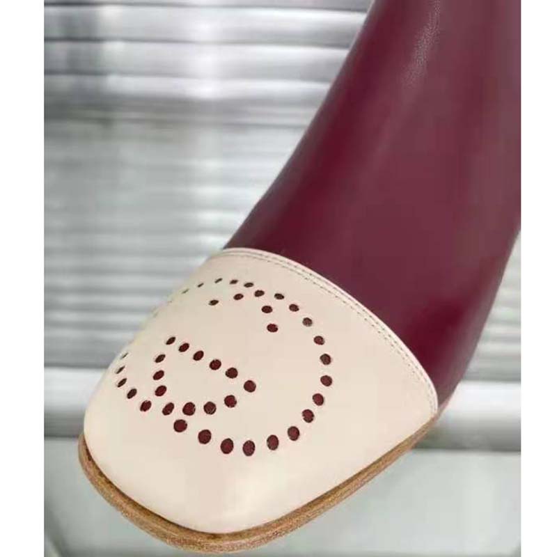G*u*i gg women ankle boot with interlocking g maroon leather 9 cm heel