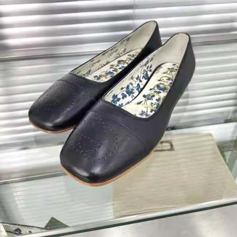 G*u*i gg women ballet flat with interlocking g black leather 1 cm heel