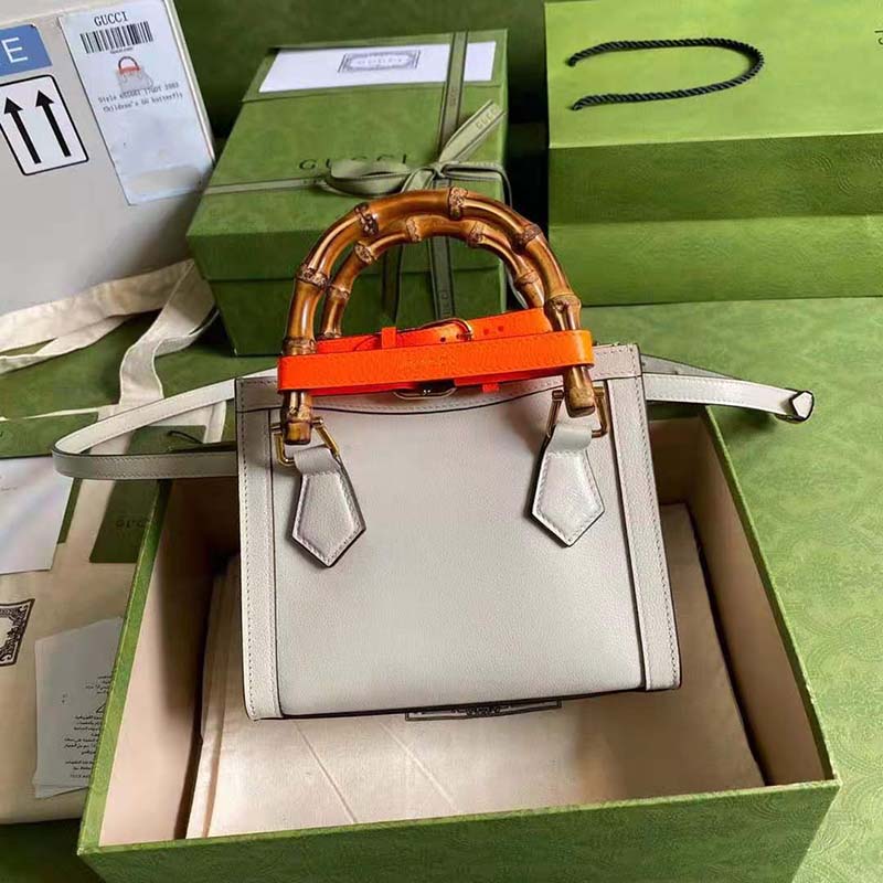 G*u*i gg women G*u*i diana mini tote bag double g white leather