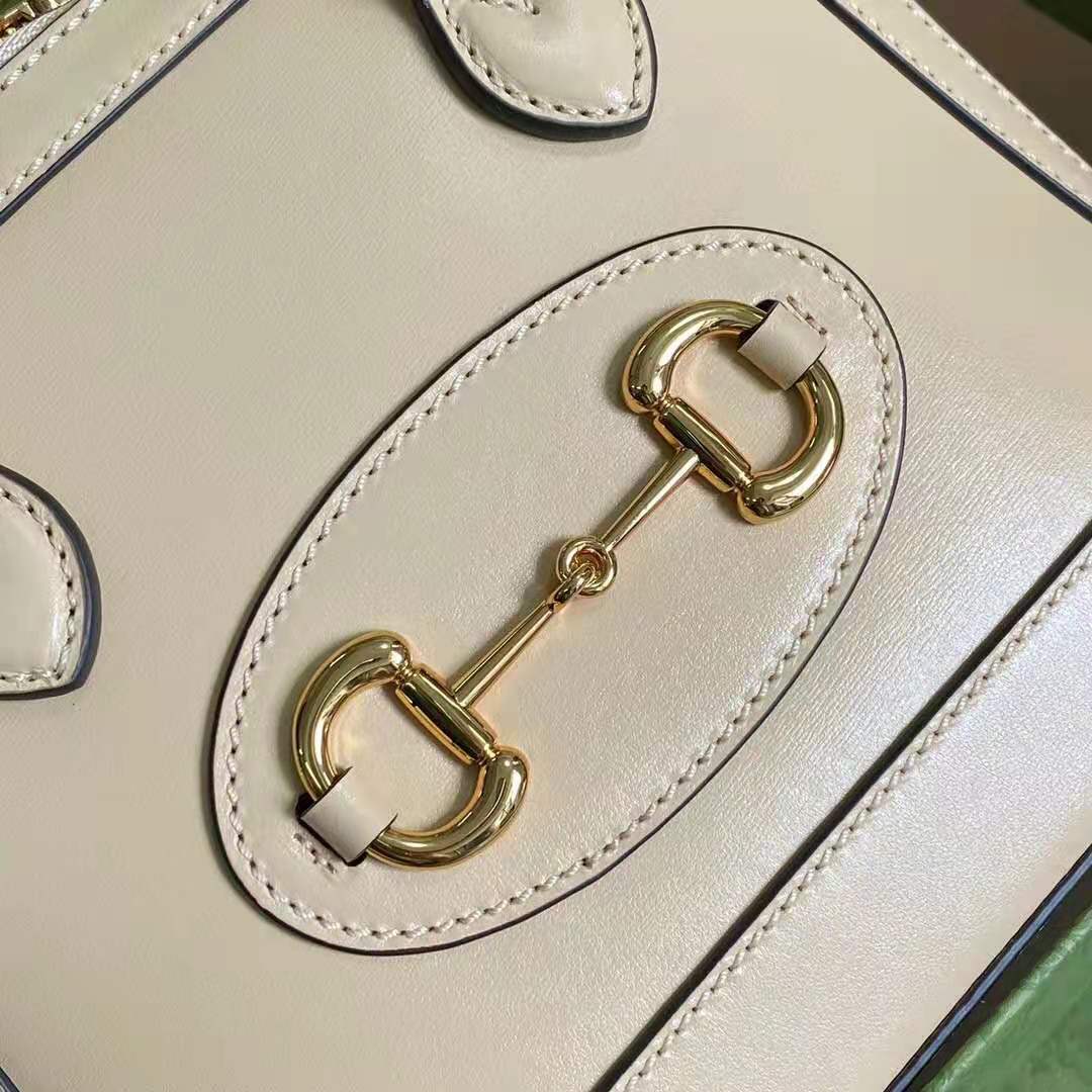 G*u*i gg women G*u*i horsebit 1955 mini top handle bag beige leather