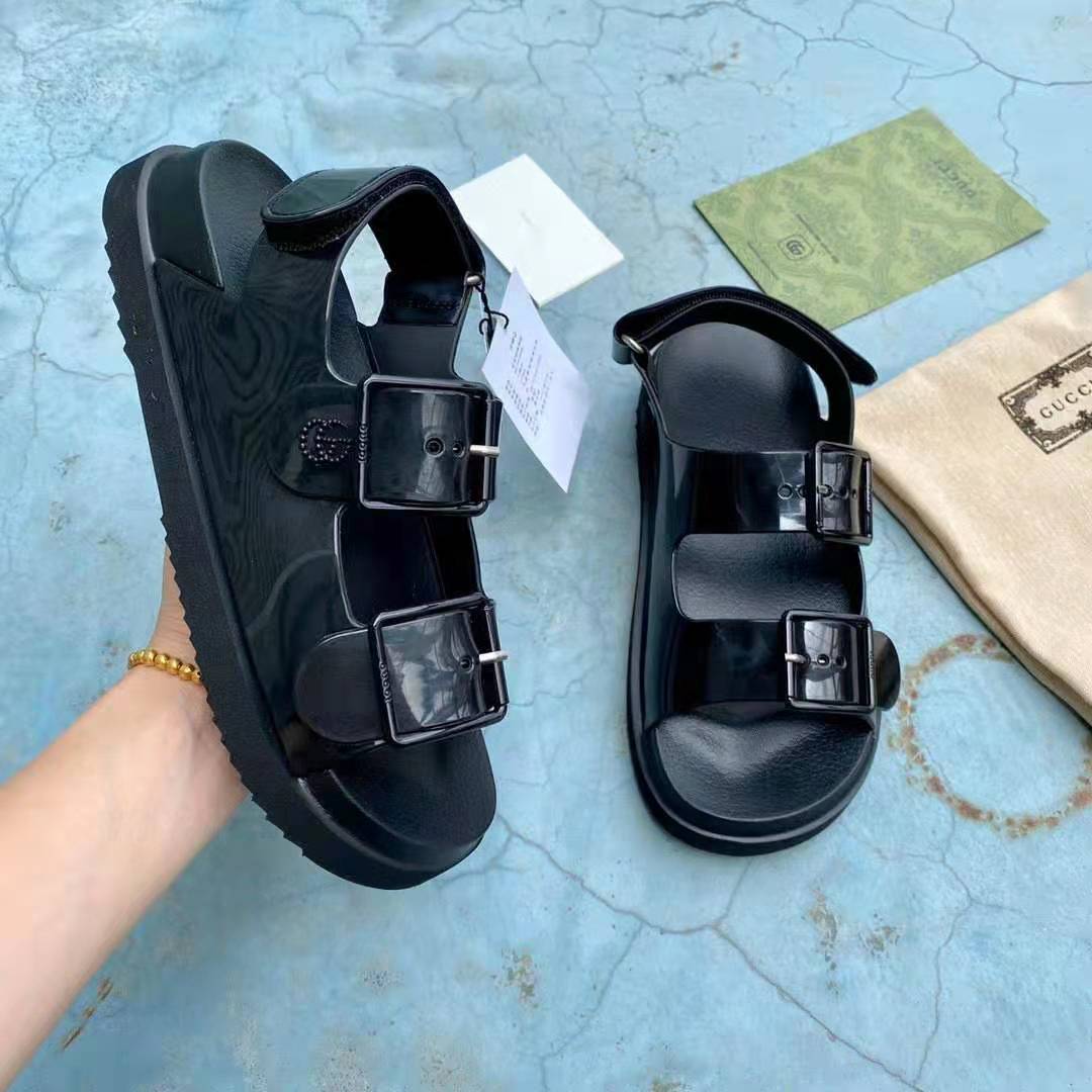 G*u*i gg women sandal with mini double g black rubber