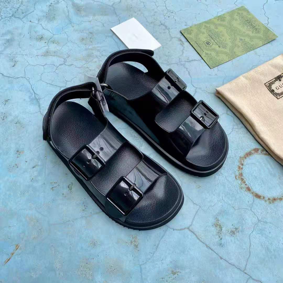 G*u*i gg women sandal with mini double g black rubber
