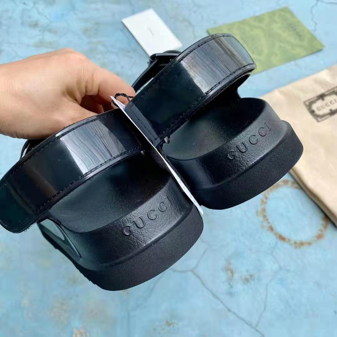 G*u*i gg women sandal with mini double g black rubber