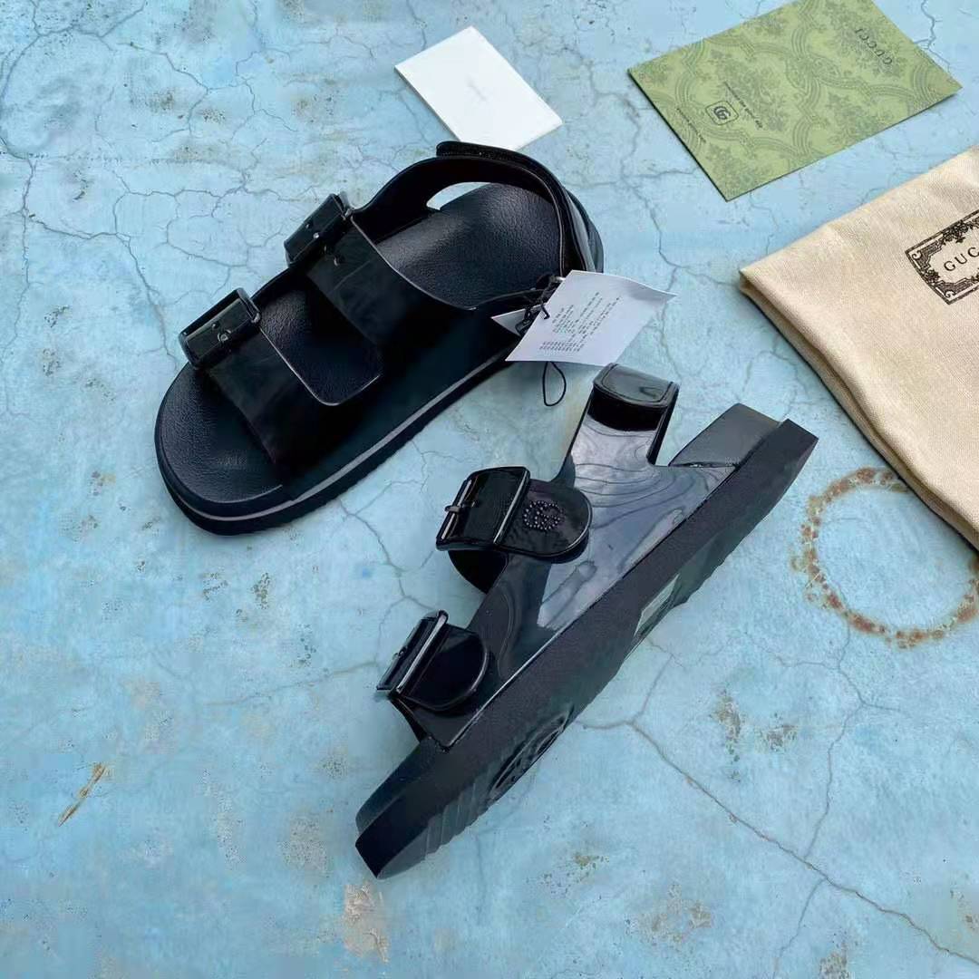G*u*i gg women sandal with mini double g black rubber