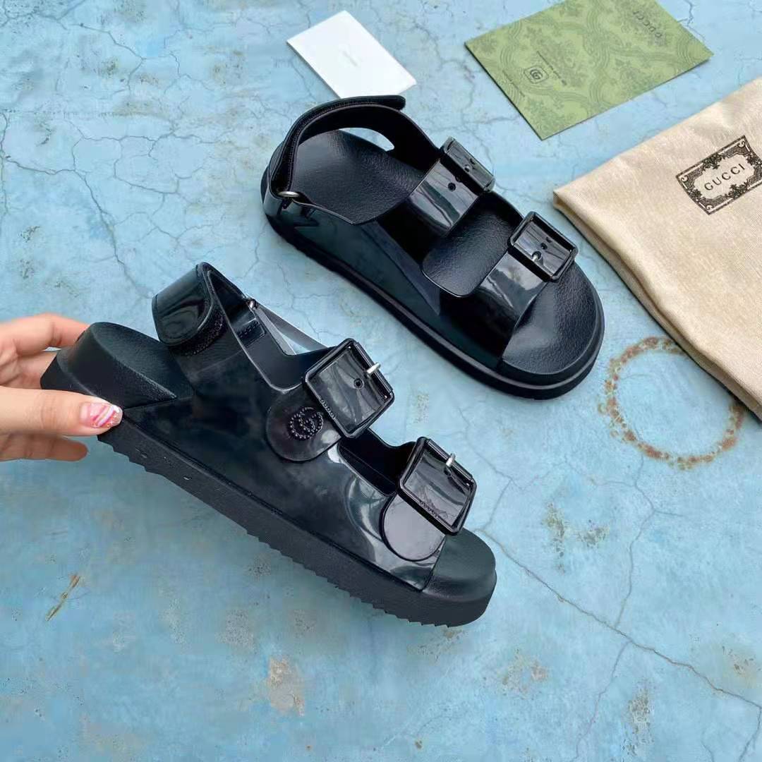 G*u*i gg women sandal with mini double g black rubber