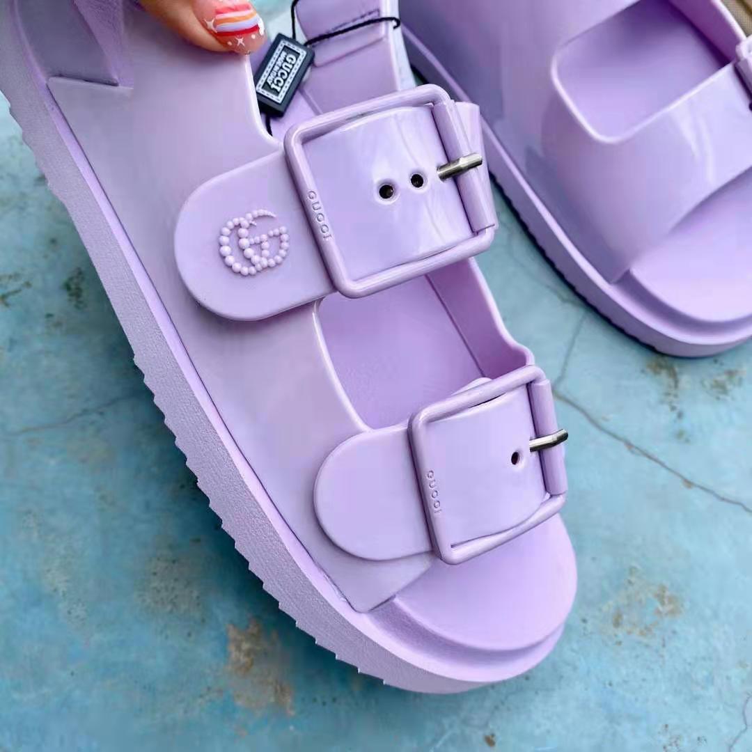 G*u*i gg women sandal with mini double g lilac rubber