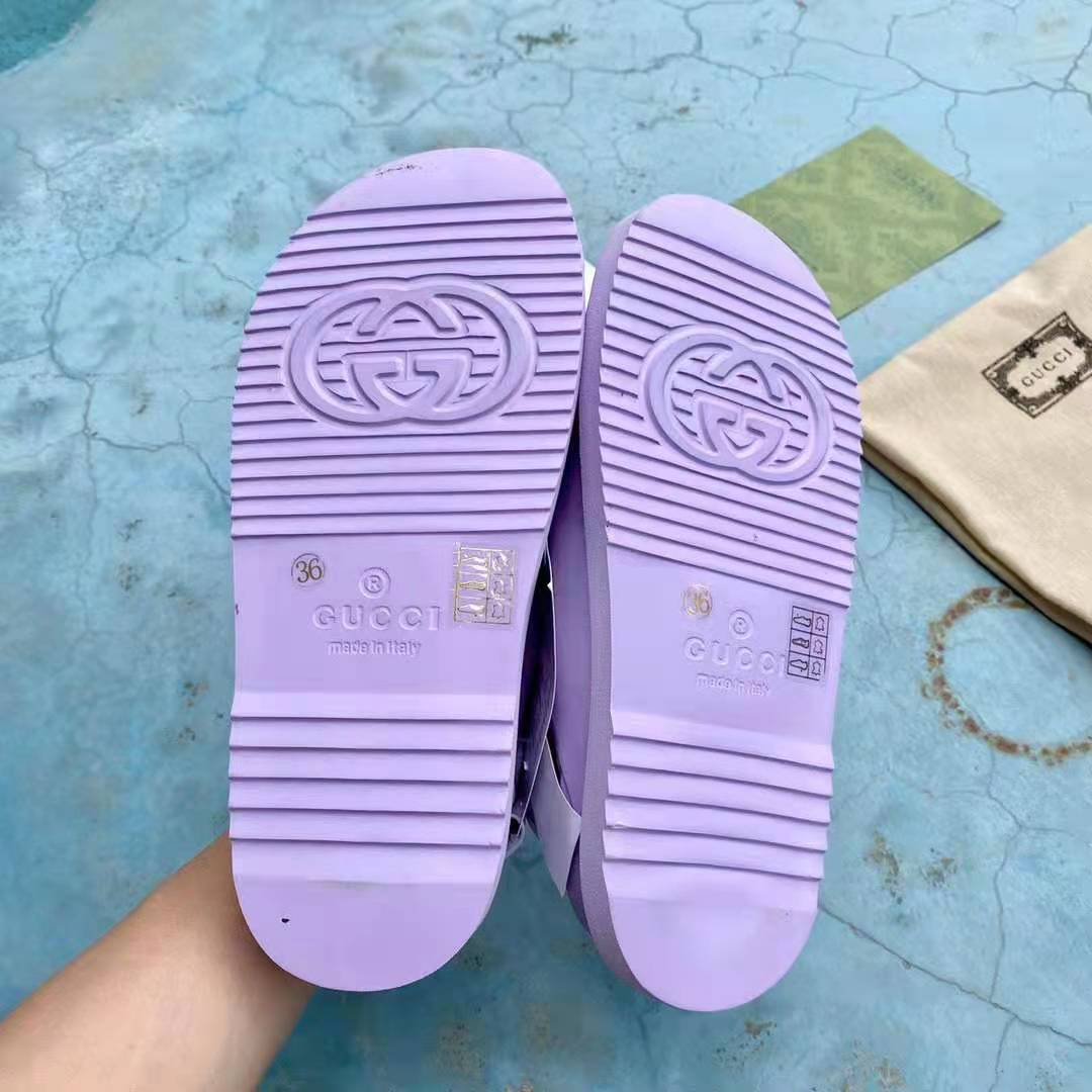 G*u*i gg women sandal with mini double g lilac rubber