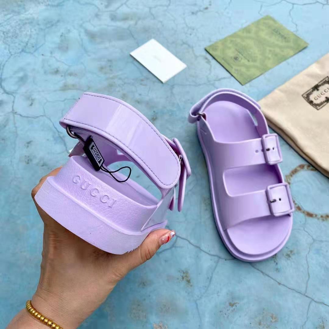 G*u*i gg women sandal with mini double g lilac rubber
