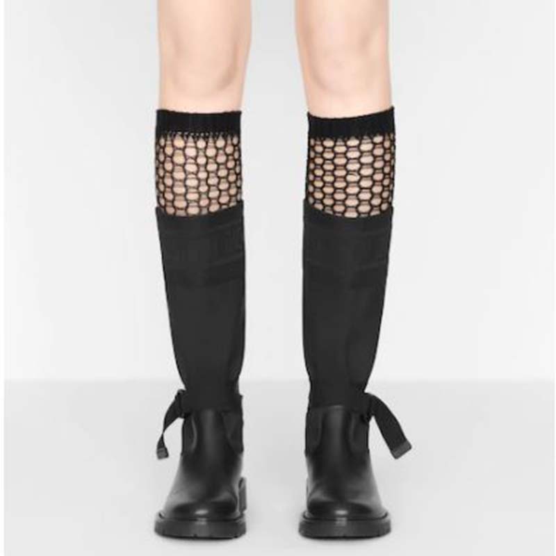 Dior Women Shoes D-Major Boot Black Technical Fabric and Calfskin