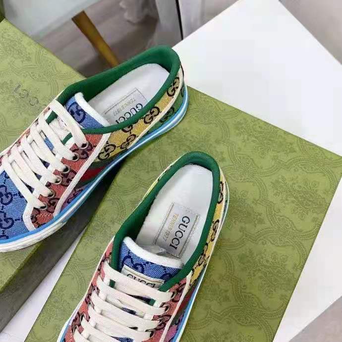 G*u*i gg unisex G*u*i tennis 1977 gg multicolor sneaker green and blue gg canvas