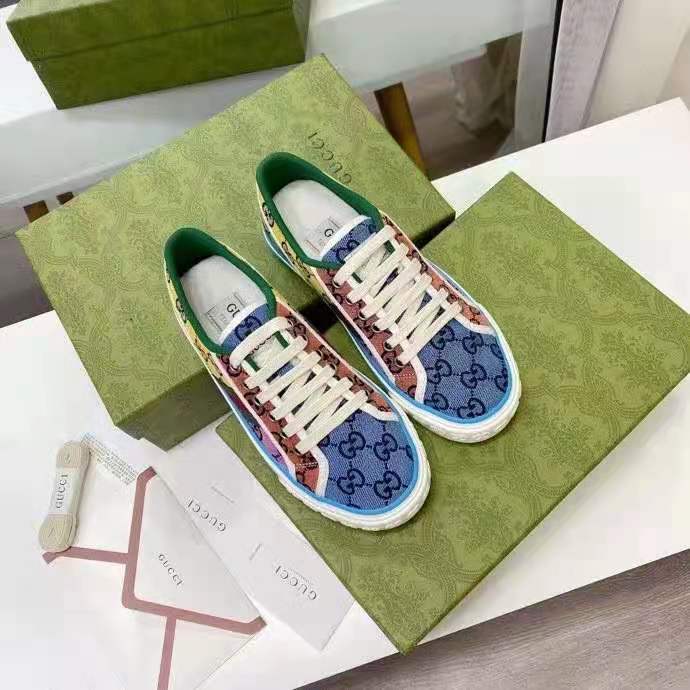G*u*i gg unisex G*u*i tennis 1977 gg multicolor sneaker green and blue gg canvas