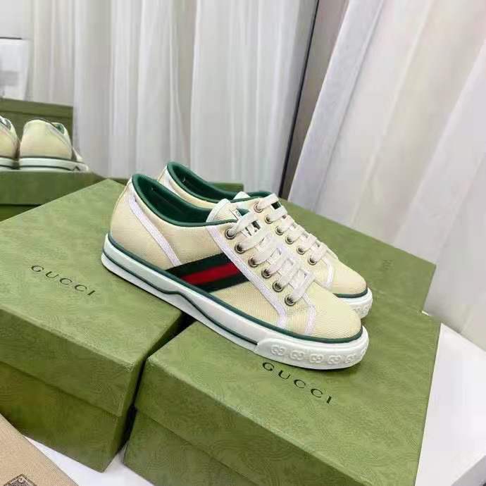 G*u*i gg unisex G*u*i tennis 1977 sneaker butter cotton green and red web