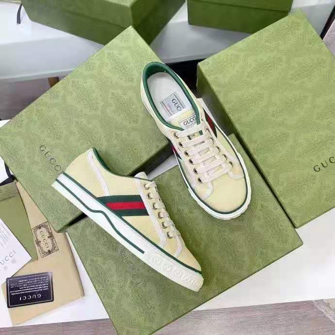 G*u*i gg unisex G*u*i tennis 1977 sneaker butter cotton green and red web