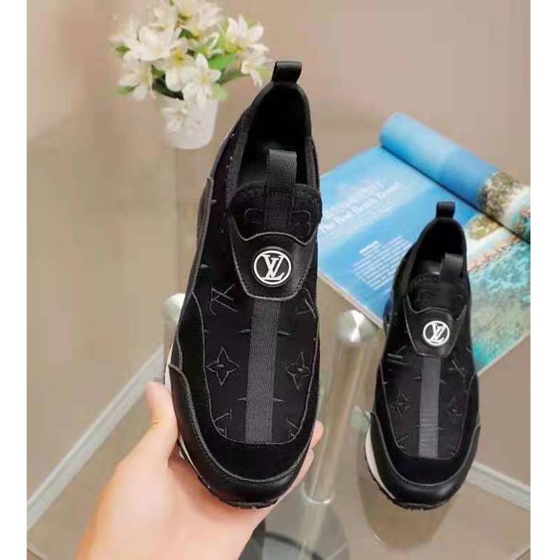 Louis Vuitton LV Unisex Run Away Sneaker Black Mix of Materials Technical Rubber LV Circle