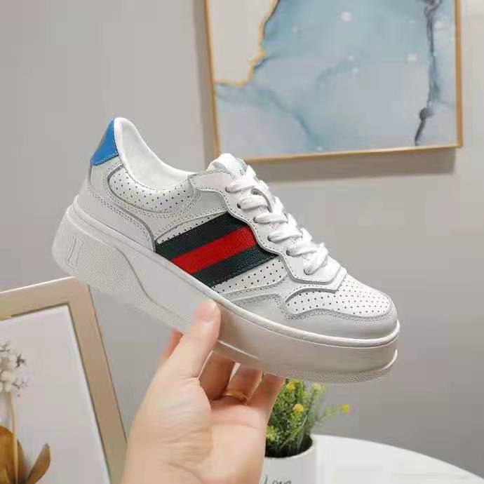 G*u*i gg unisex gg sneaker with web white leather green and red web