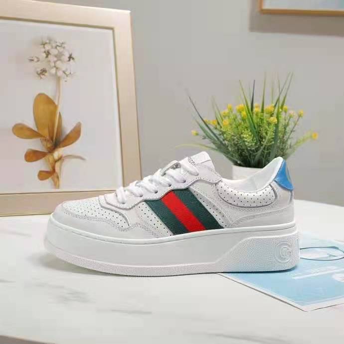 G*u*i gg unisex gg sneaker with web white leather green and red web