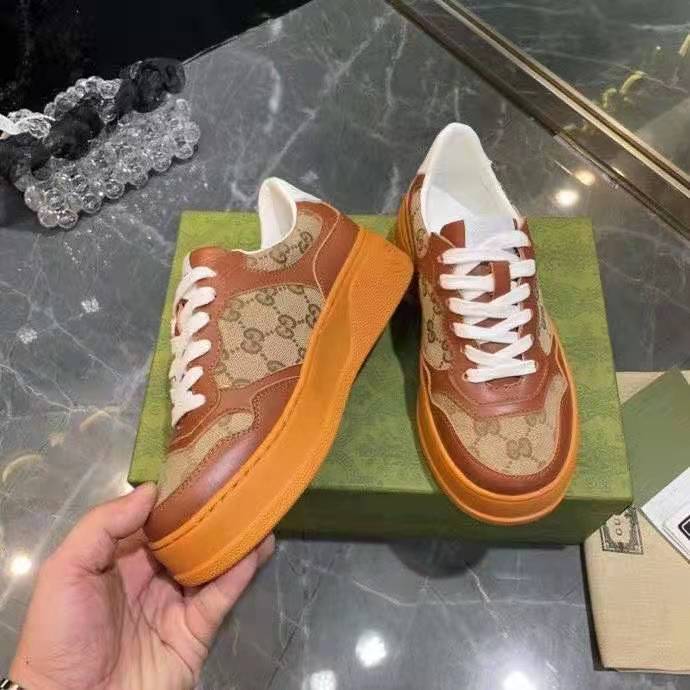 G*u*i gg unisex G*u*i jive sneaker beige and ebony orignal gg canvas brown leather
