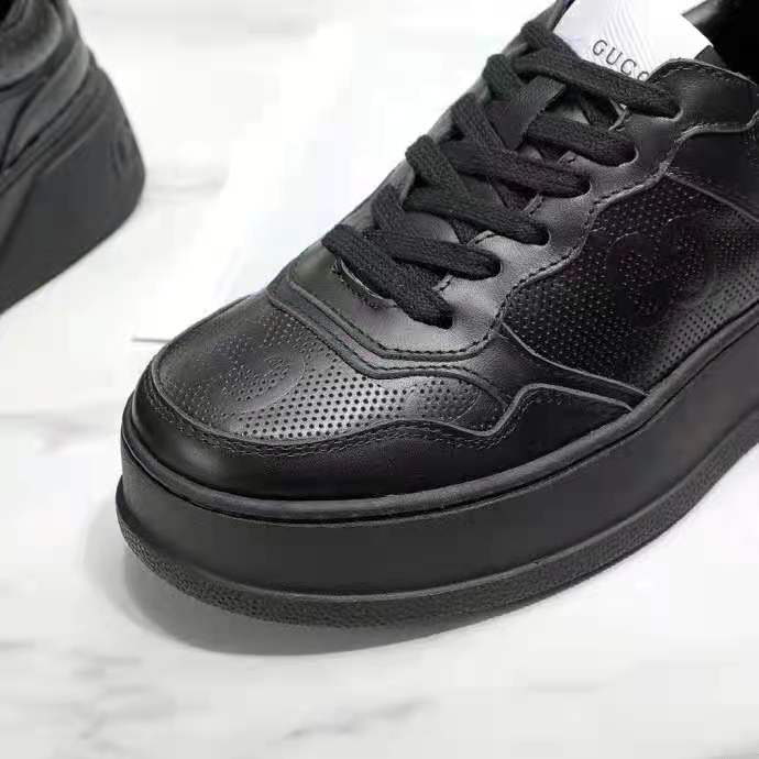 G*u*i gg unisex G*u*i jive sneaker black gg embossed leather smooth leather