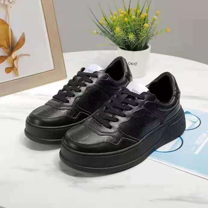 G*u*i gg unisex G*u*i jive sneaker black gg embossed leather smooth leather
