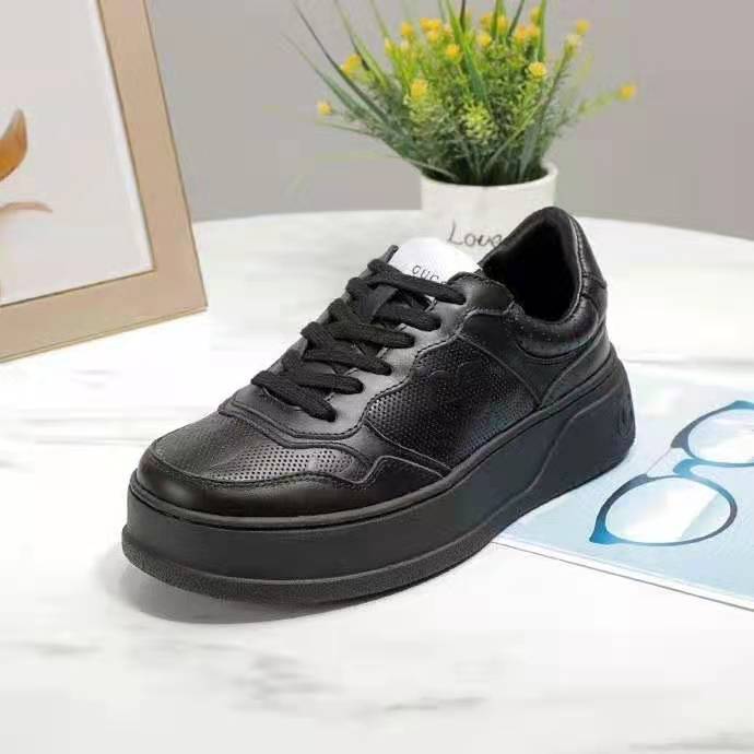 G*u*i gg unisex G*u*i jive sneaker black gg embossed leather smooth leather