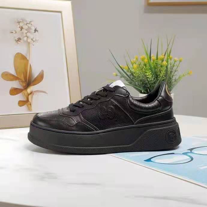 G*u*i gg unisex G*u*i jive sneaker black gg embossed leather smooth leather