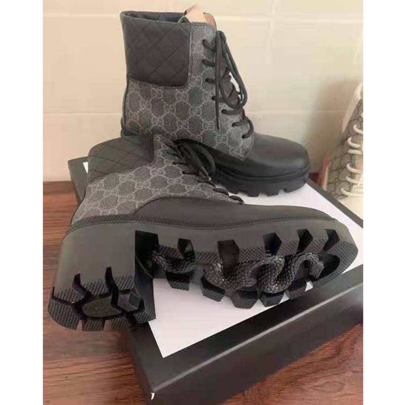G*u*i gg women’s gg ankle boot black gg supreme canvas 7 cm heel