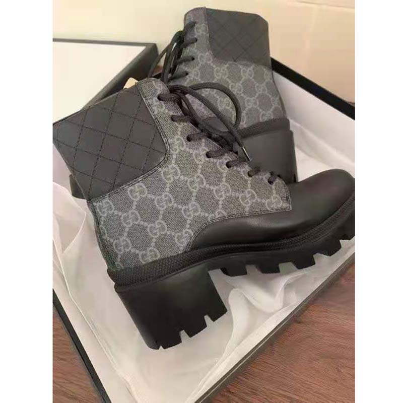 G*u*i gg women’s gg ankle boot black gg supreme canvas 7 cm heel