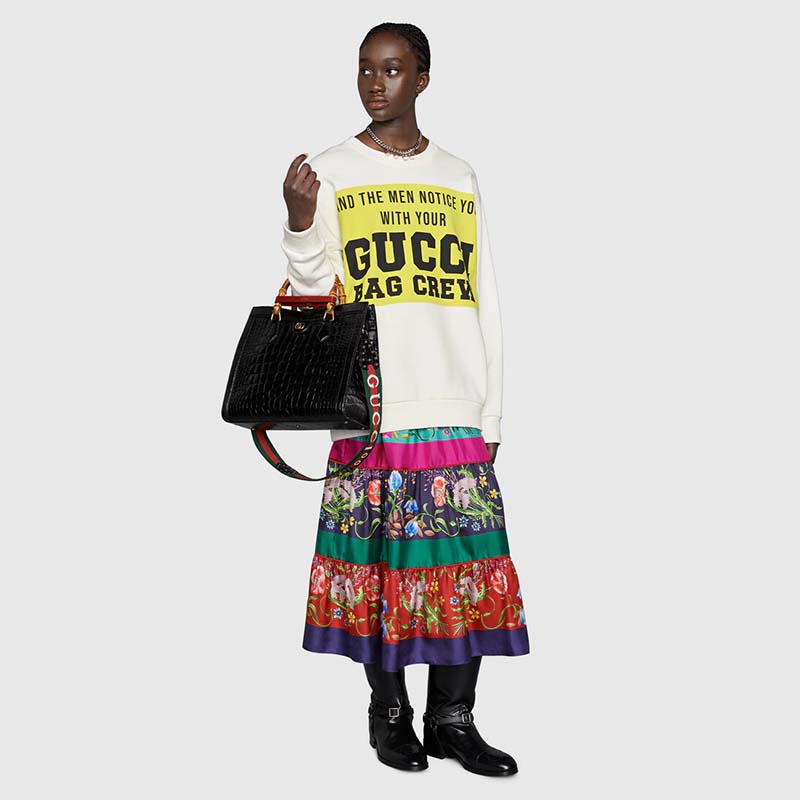 G*u*i gg women G*u*i 100 cotton sweatshirt off-whtie cotton oversized crewneck