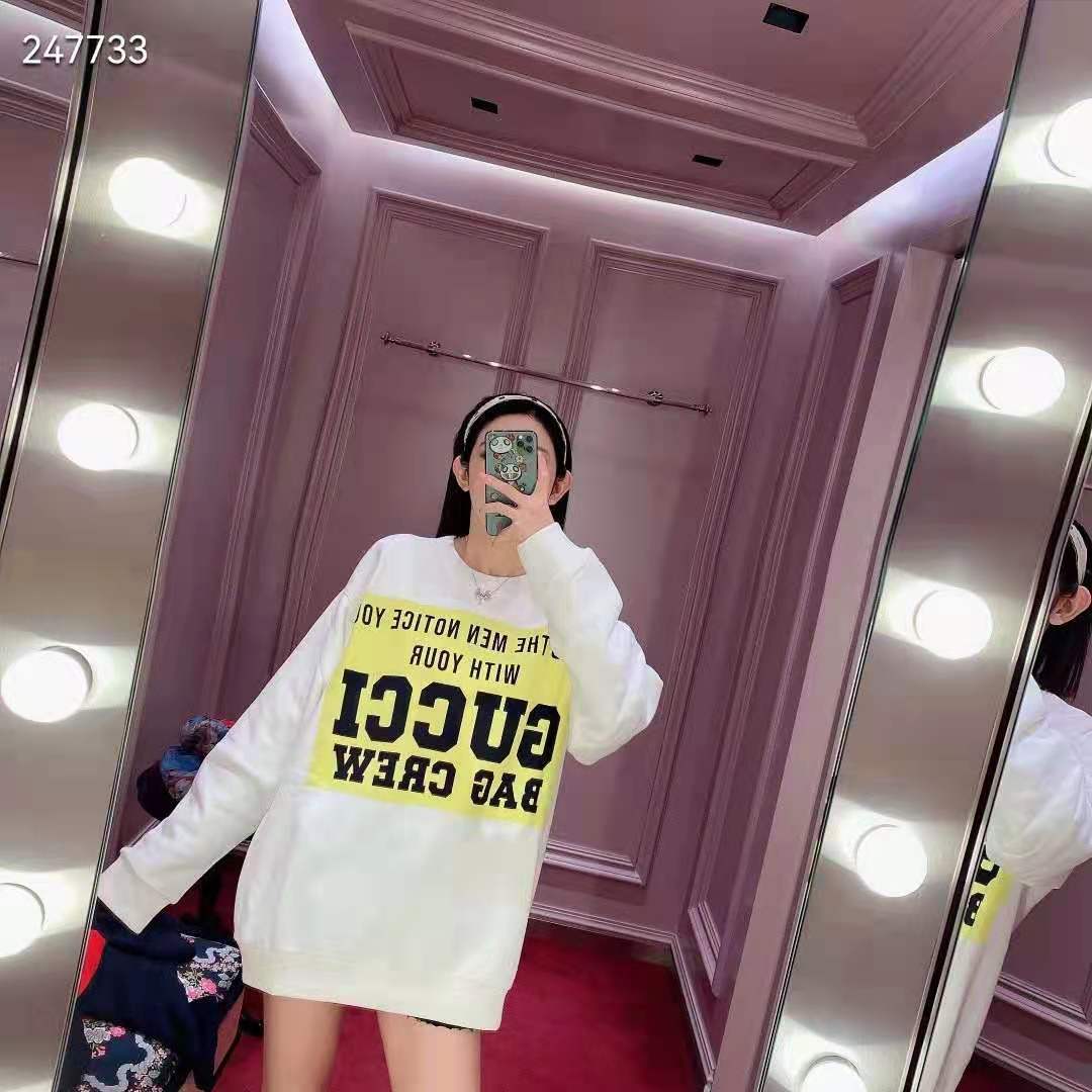 G*u*i gg women G*u*i 100 cotton sweatshirt off-whtie cotton oversized crewneck