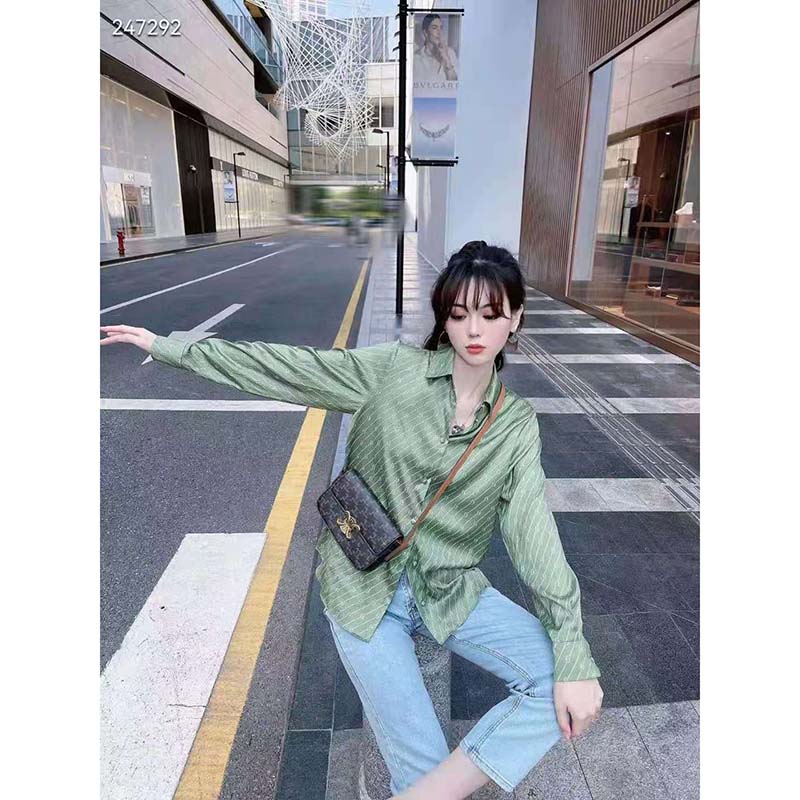 G*u*i gg women G*u*i 100 two-piece set green silk interlocking g