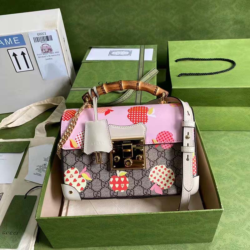 G*u*i gg women les pommes padlock small bag gg supreme canvas