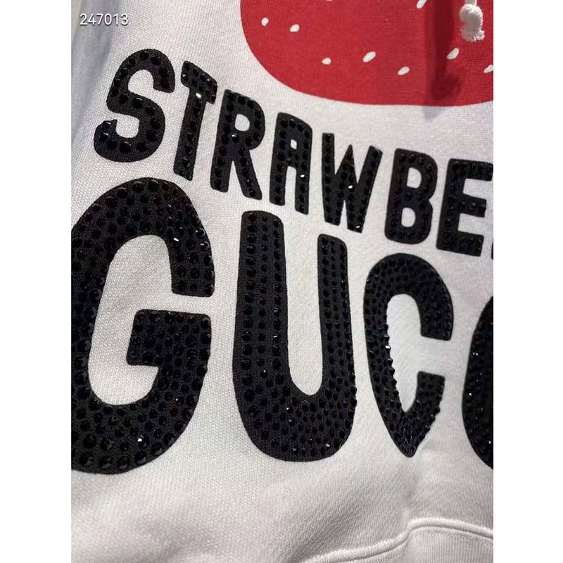G*u*i gg women strawberry G*u*i cotton sweatshirt fixed hood oversize fit